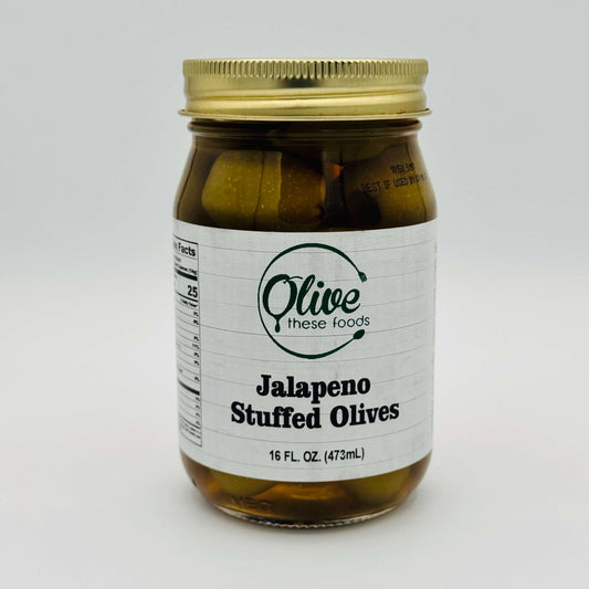Jalapeño Stuffed Olives by Olive These Foods – small - batch /olives