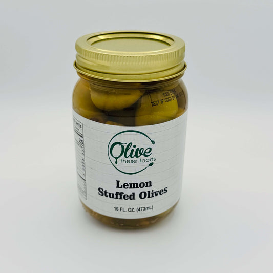 Lemon Stuffed Olives by Olive These Foods – small - batch /olives