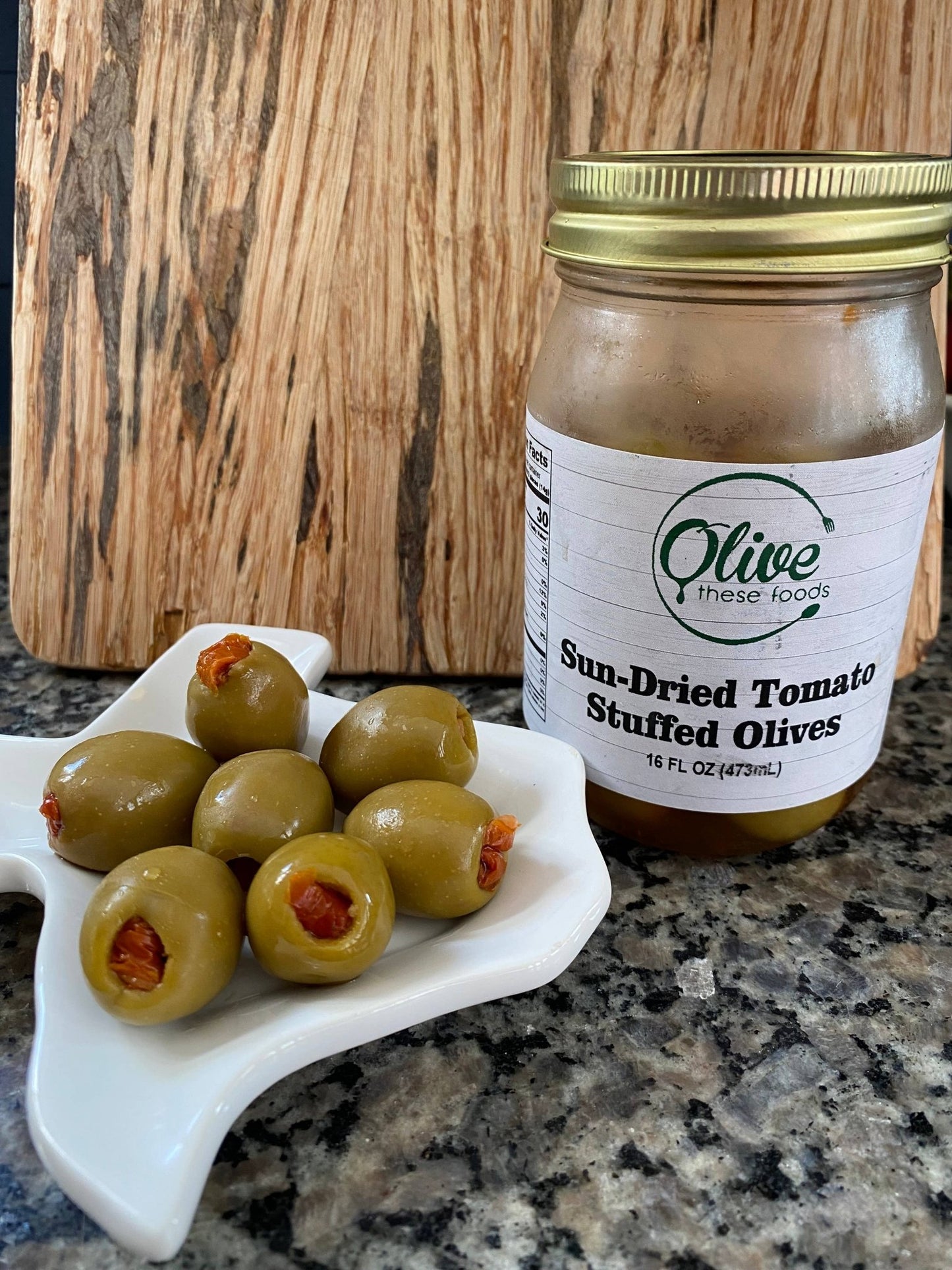 Stuffed Olives: Sun - Dried Tomato (16 FL OZ /473 mL) by Olive These Foods – small - batch Olives
